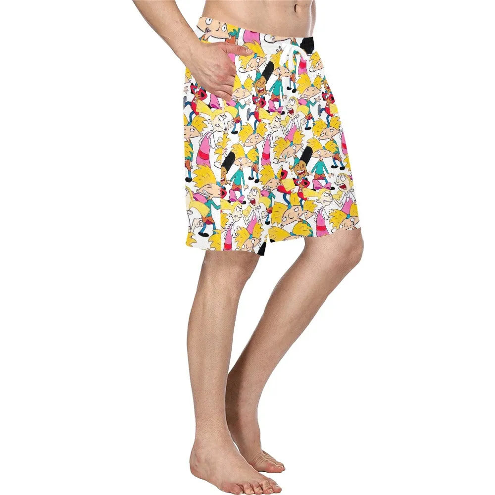 Hey Arnold! White Pattern Men's All Over Print Casual Shorts