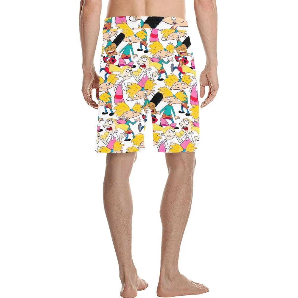 Hey Arnold! White Pattern Men's All Over Print Casual Shorts