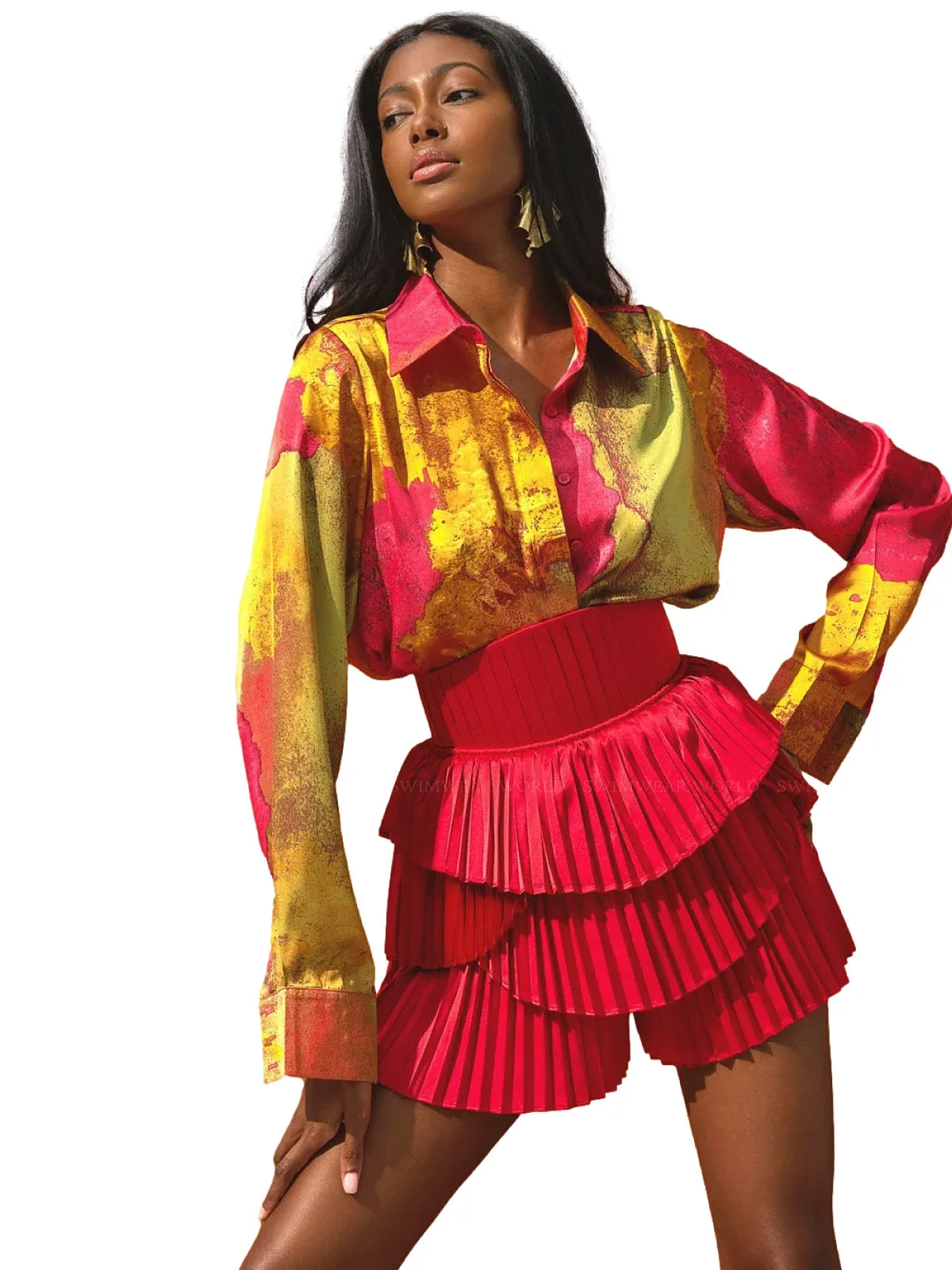 Hibi Pleated High Rise Shorts ::RET