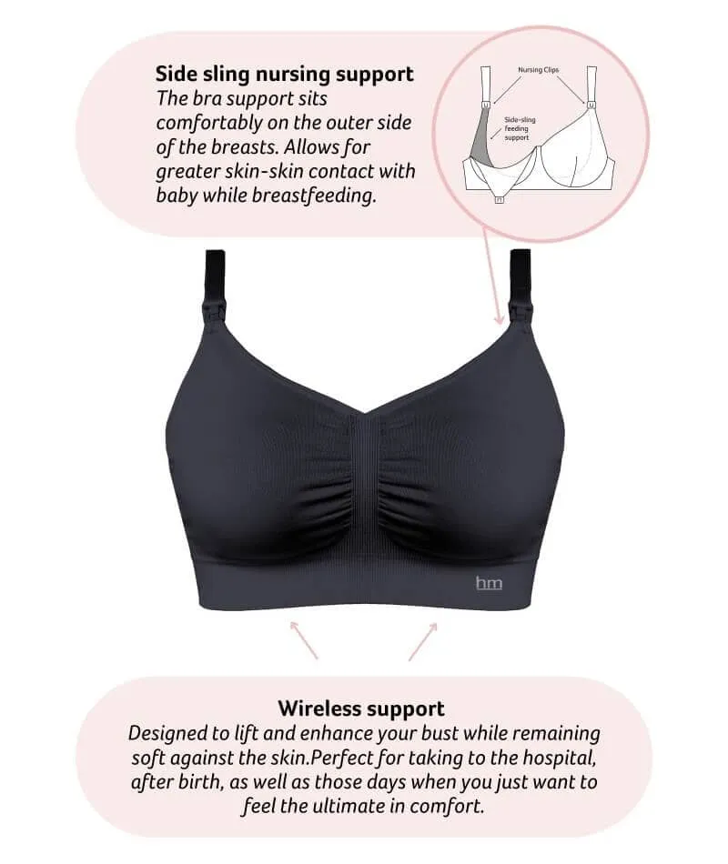 Hotmilk My Necessity Seamless F-G Cup Maternity & Nursing Wire-Free Bra - Black