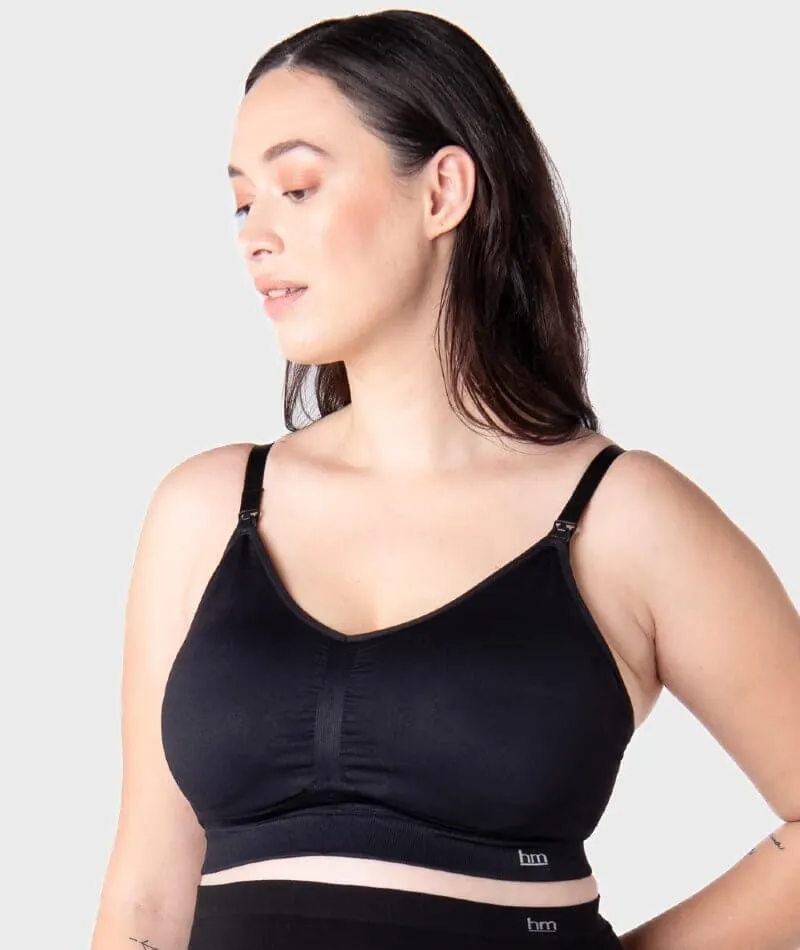 Hotmilk My Necessity Seamless F-G Cup Maternity & Nursing Wire-Free Bra - Black