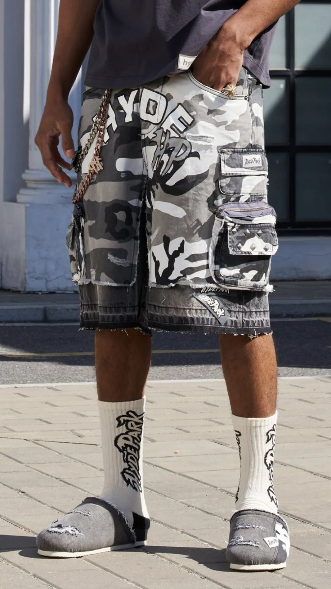 HP Black Camo x Denim Cargo Short
