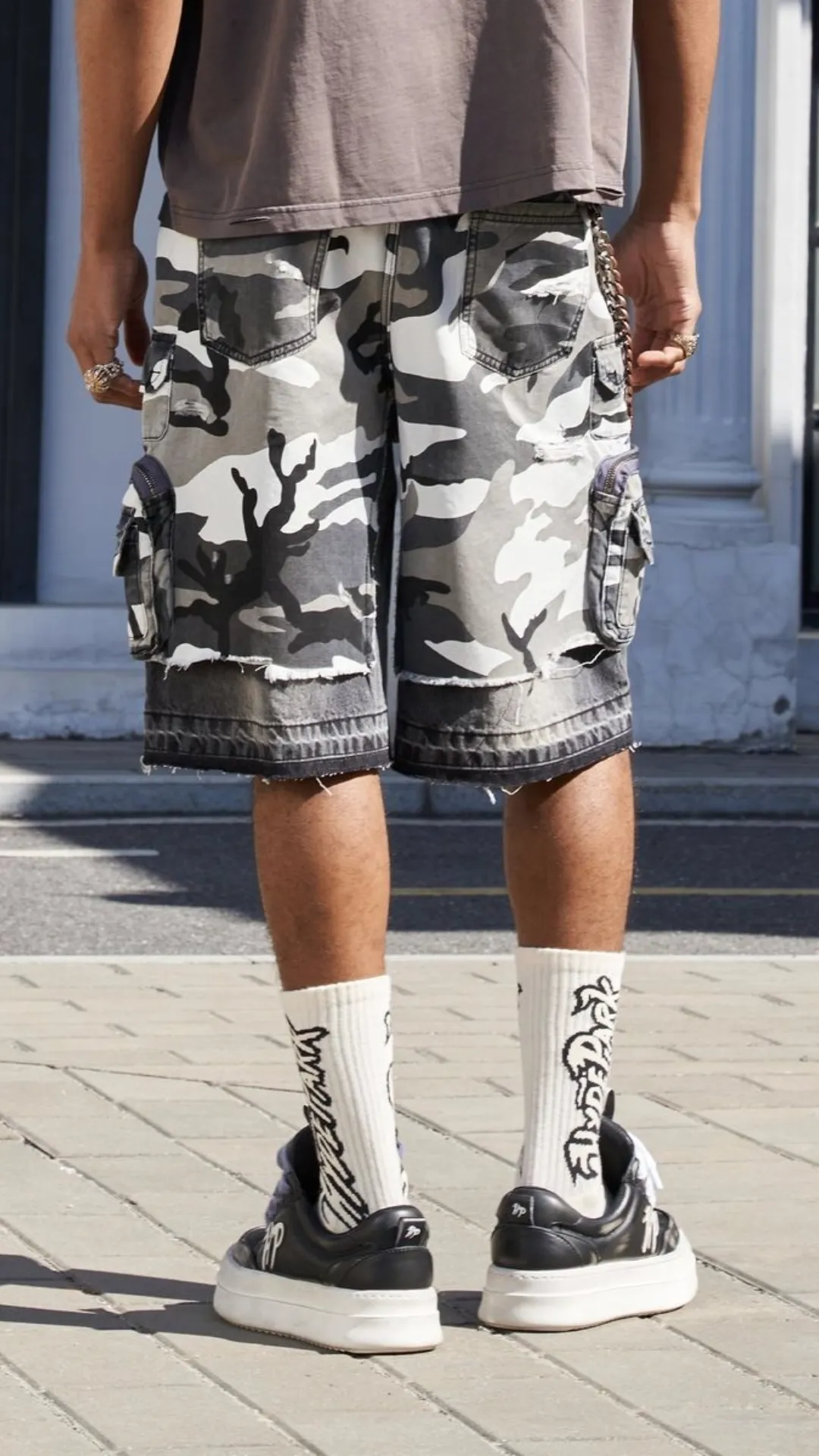 HP Black Camo x Denim Cargo Short