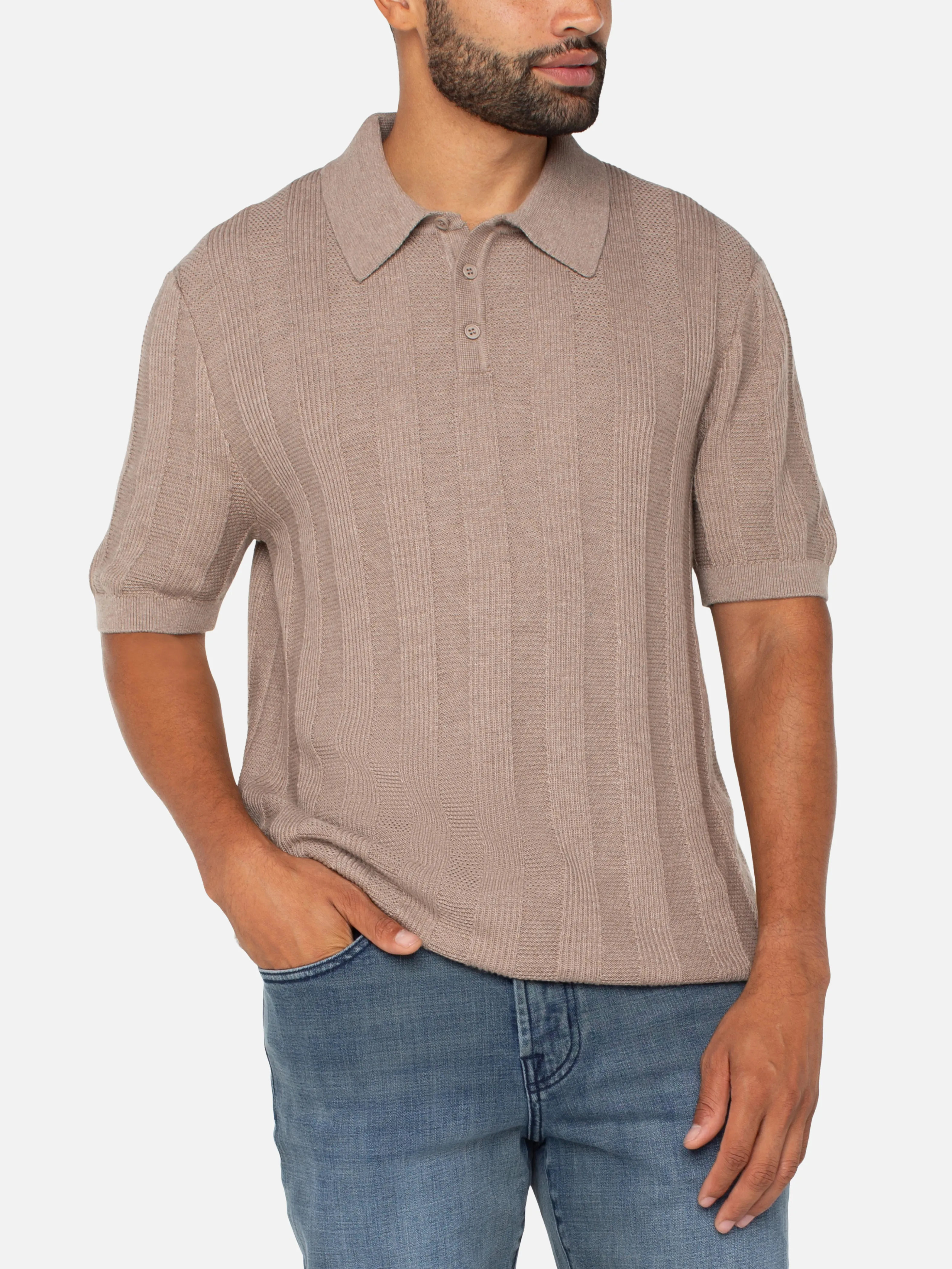 Hudson Knit Sweater Polo - Taupe