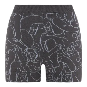 Human Mess Knitted Shorts (Grey/Sky Blue)