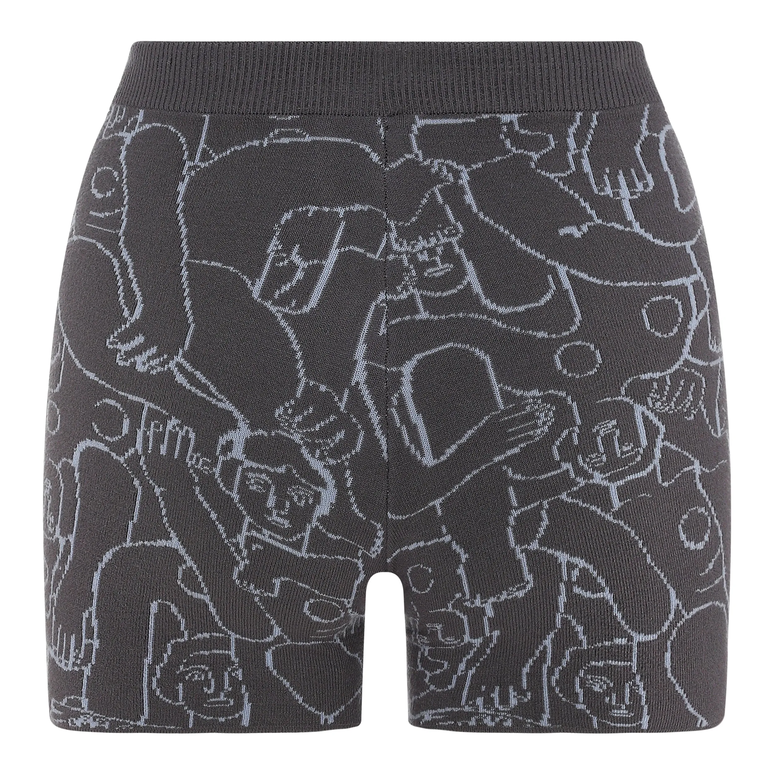Human Mess Knitted Shorts (Grey/Sky Blue)
