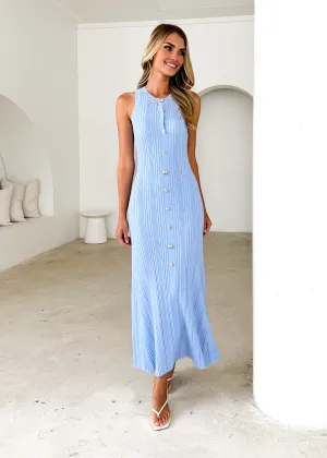 Imperial Knit Midi Dress  - Blue