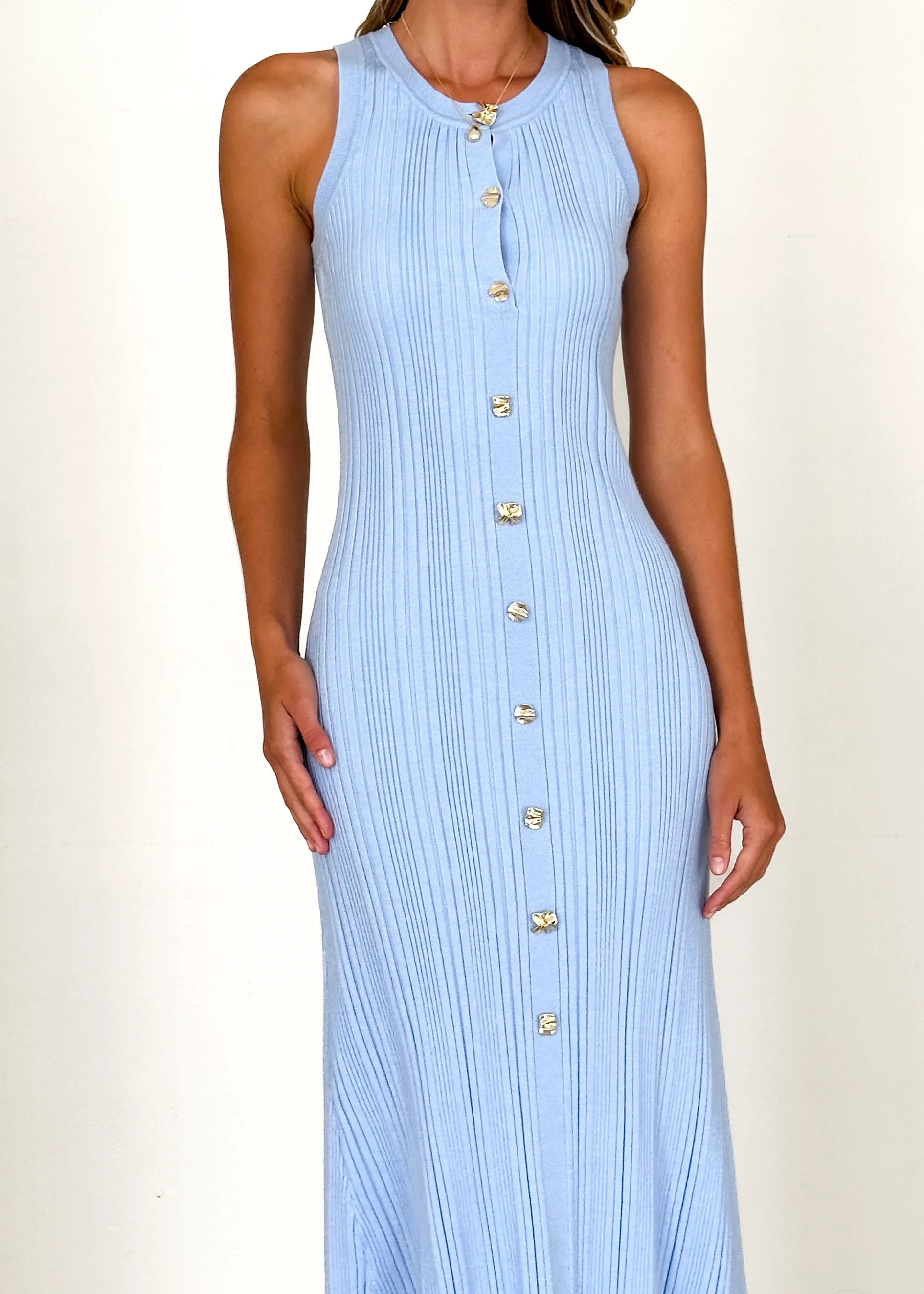Imperial Knit Midi Dress  - Blue