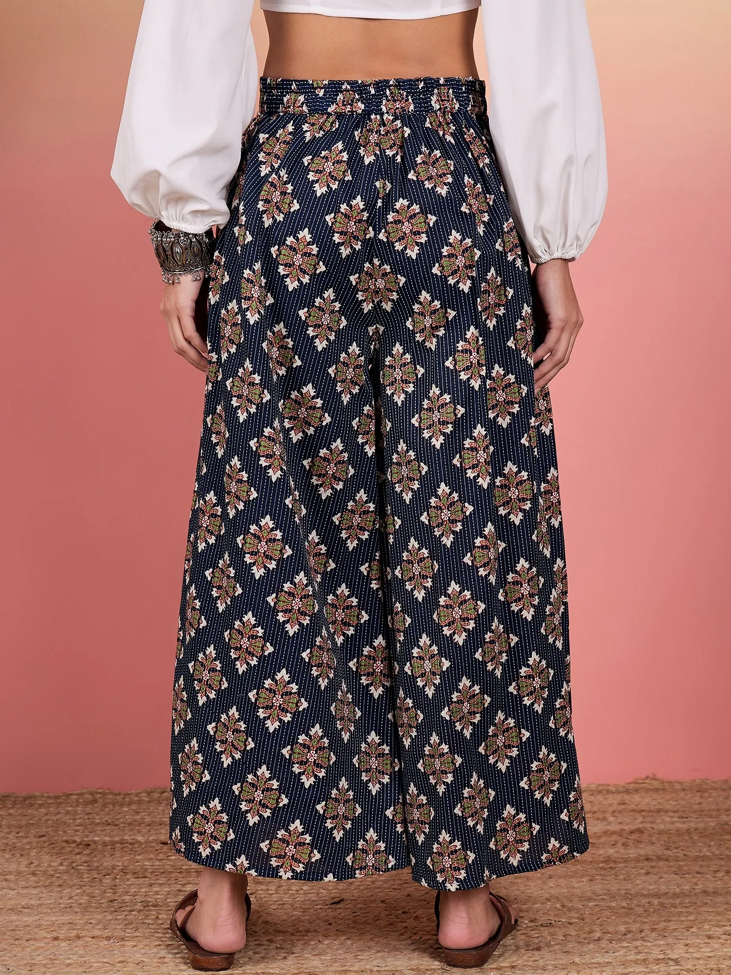 Indigo Kantha Boota Print Palazzo