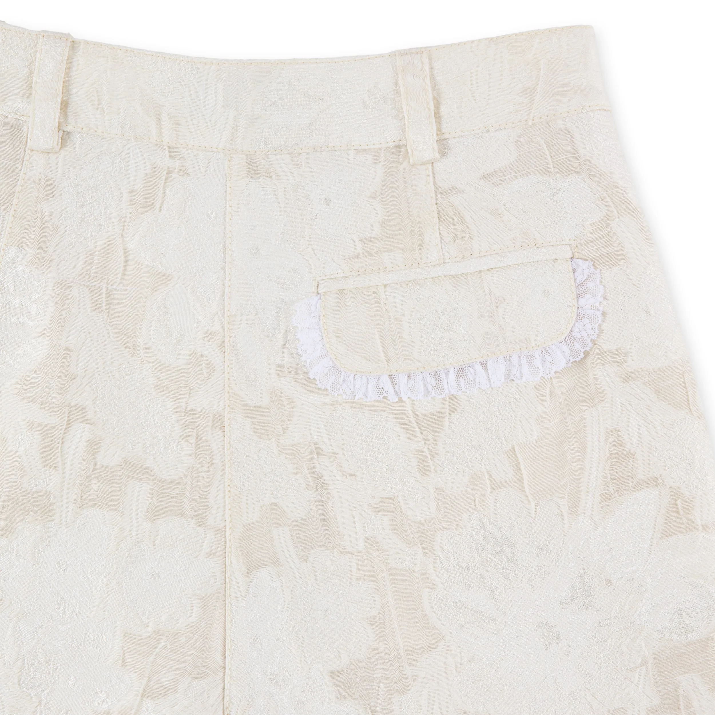 Jacquard Shorts with Lace Trim Detail