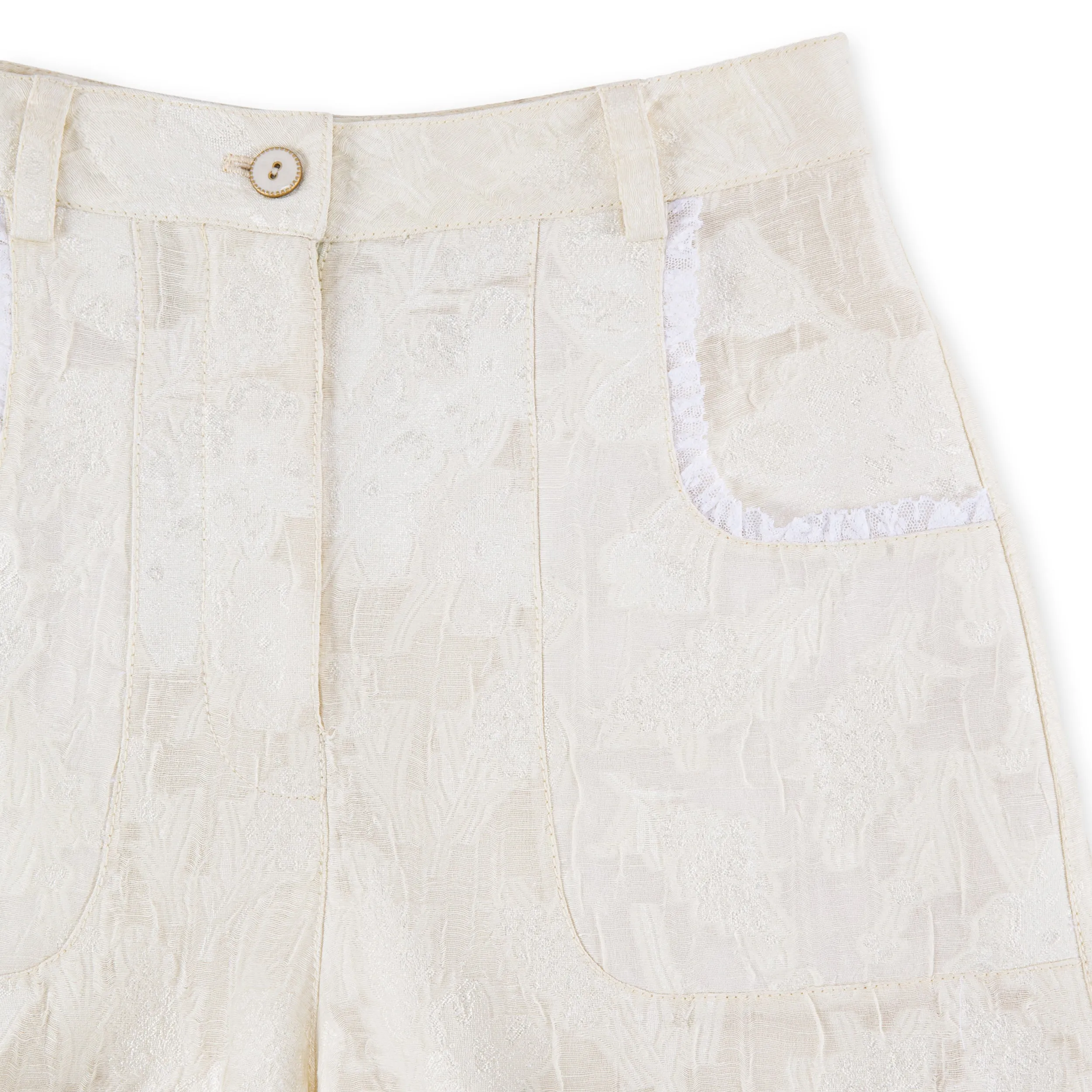 Jacquard Shorts with Lace Trim Detail