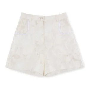 Jacquard Shorts with Lace Trim Detail
