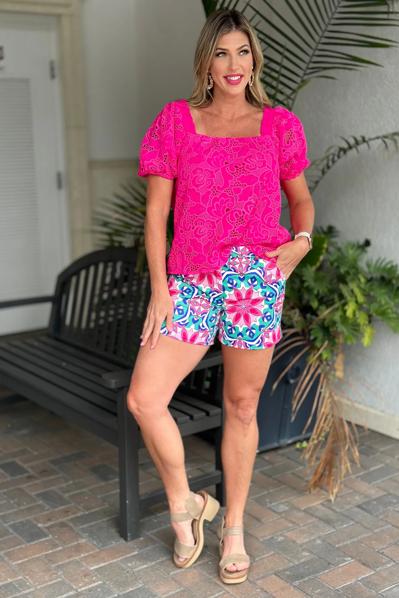 Jade Melody Tam Kaleidoscope Printed Side Round Shorts