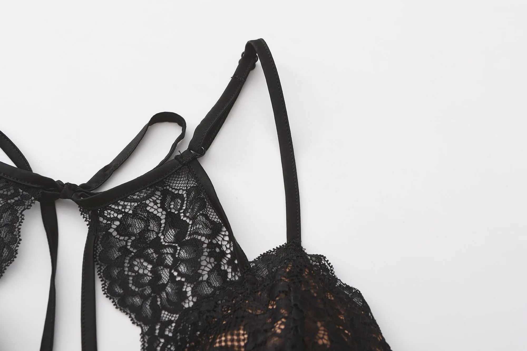 Lace Mini Dress with Floral Print and Open Back