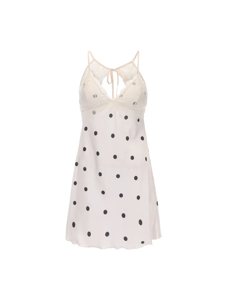 Lace Mini Dress with Floral Print and Open Back