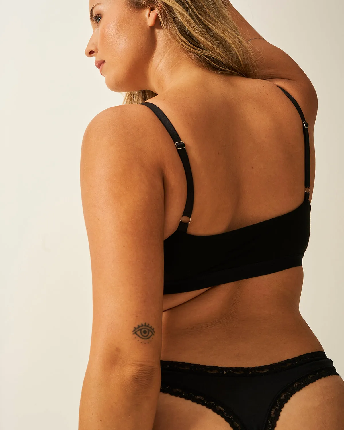 Lace Square Bra - Black