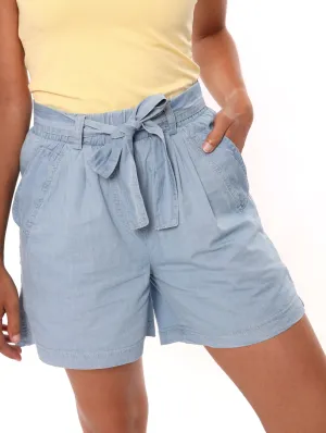Ladies Soft Chambray Mid-Thigh Short - Bleach