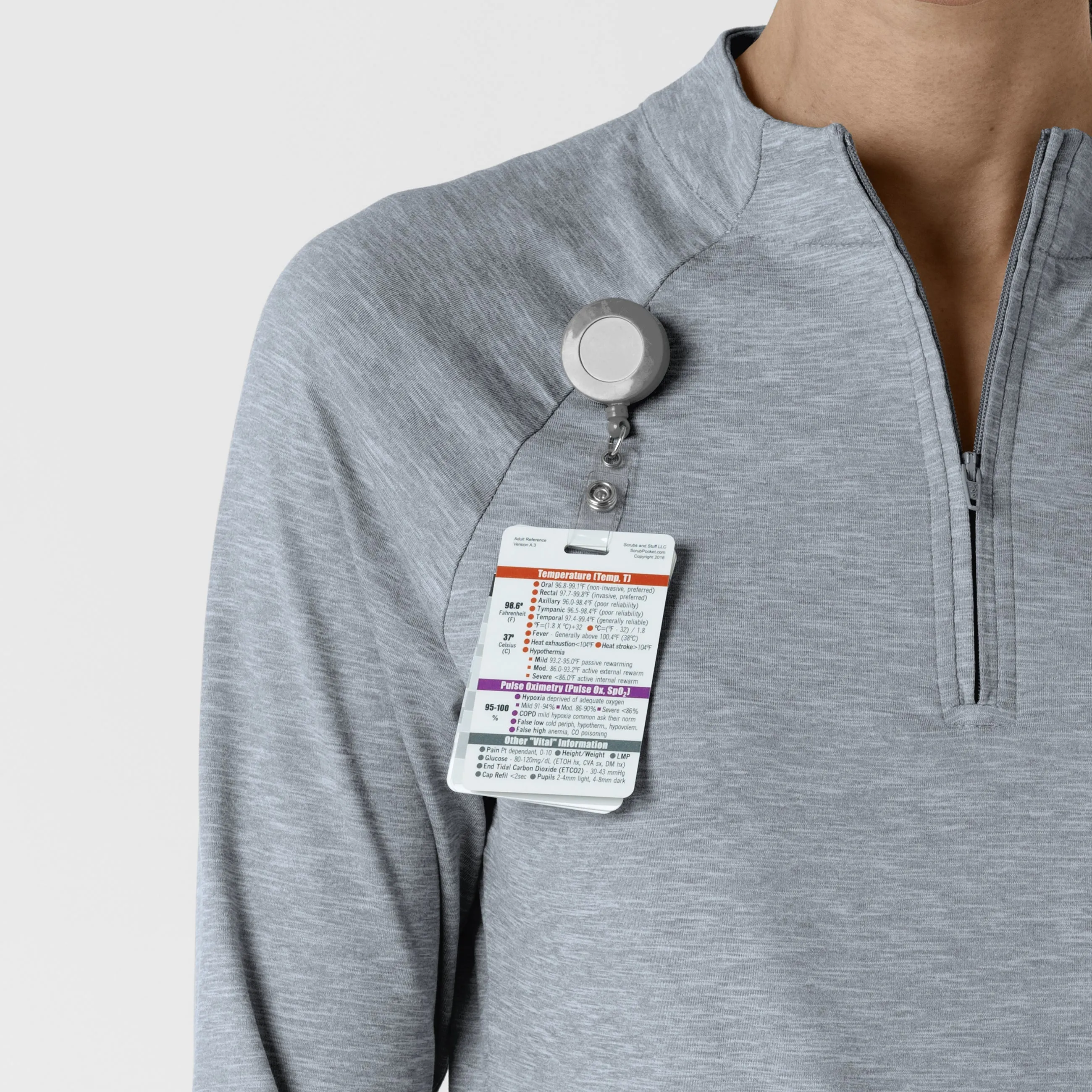 Layers 2239 Watch Window Quarter Zip Scrub Top Grey Heather