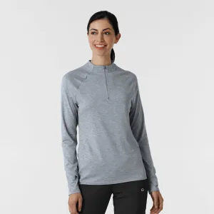 Layers 2239 Watch Window Quarter Zip Scrub Top Grey Heather