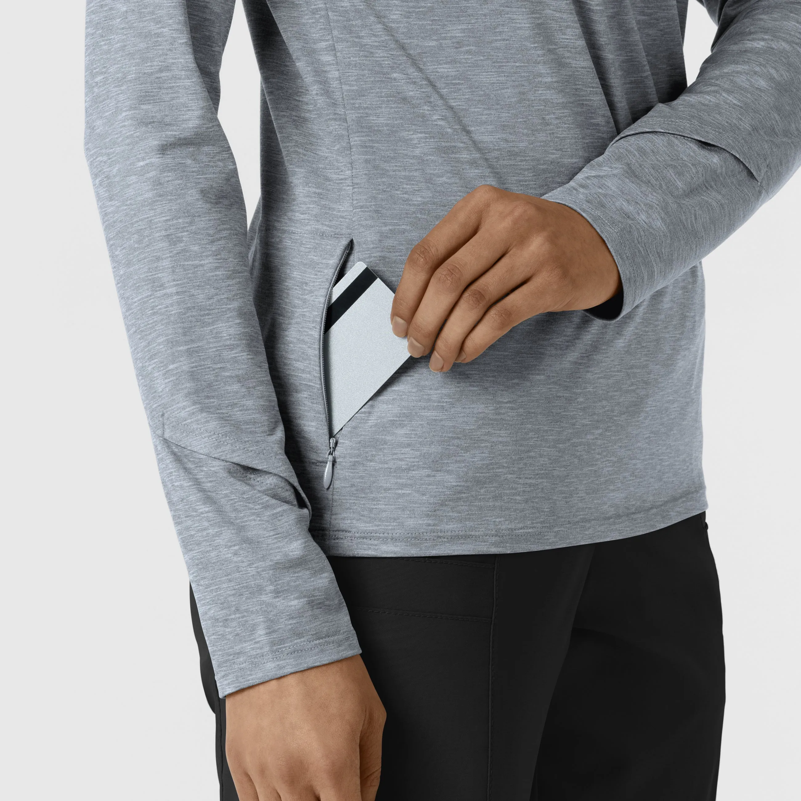 Layers 2239 Watch Window Quarter Zip Scrub Top Grey Heather