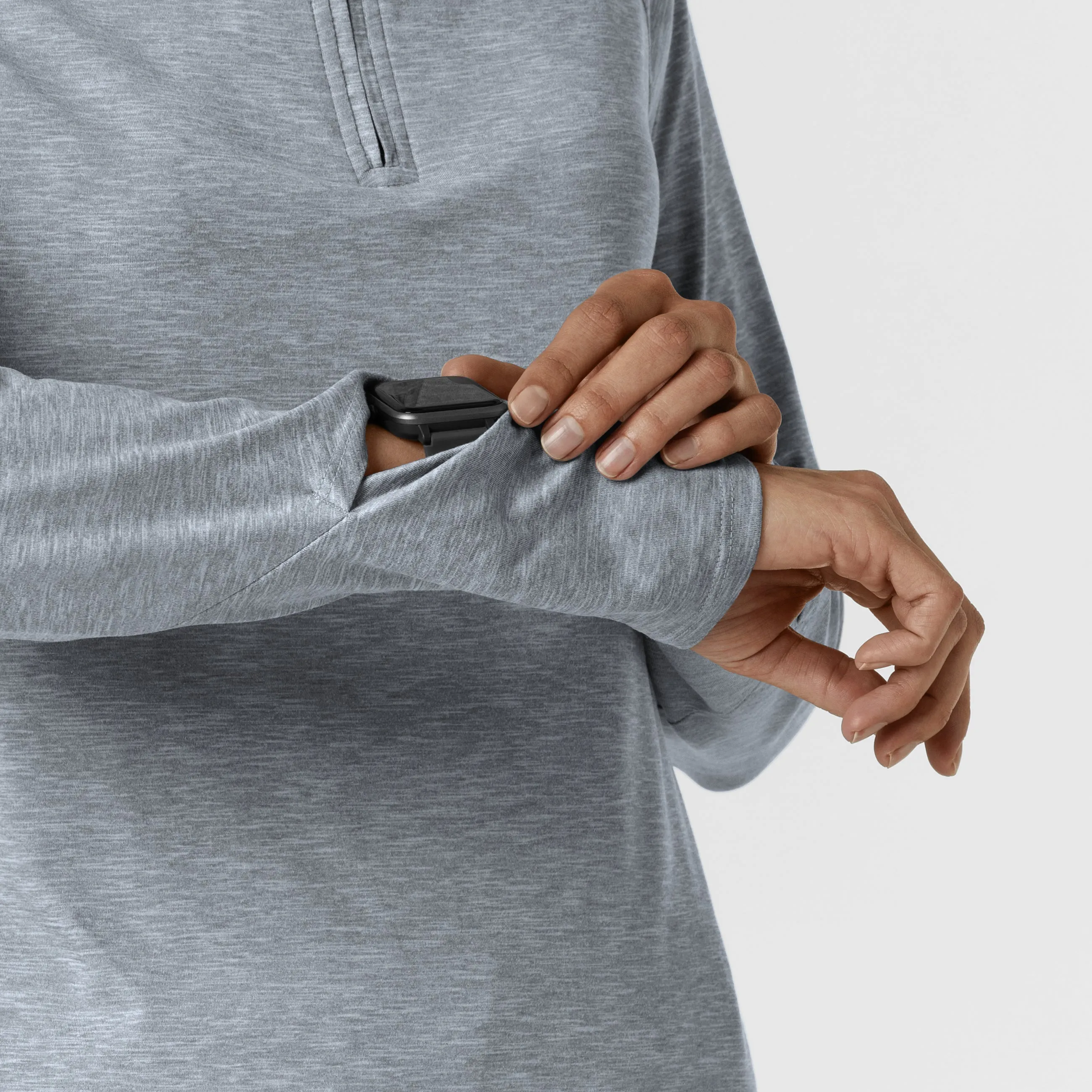Layers 2239 Watch Window Quarter Zip Scrub Top Grey Heather