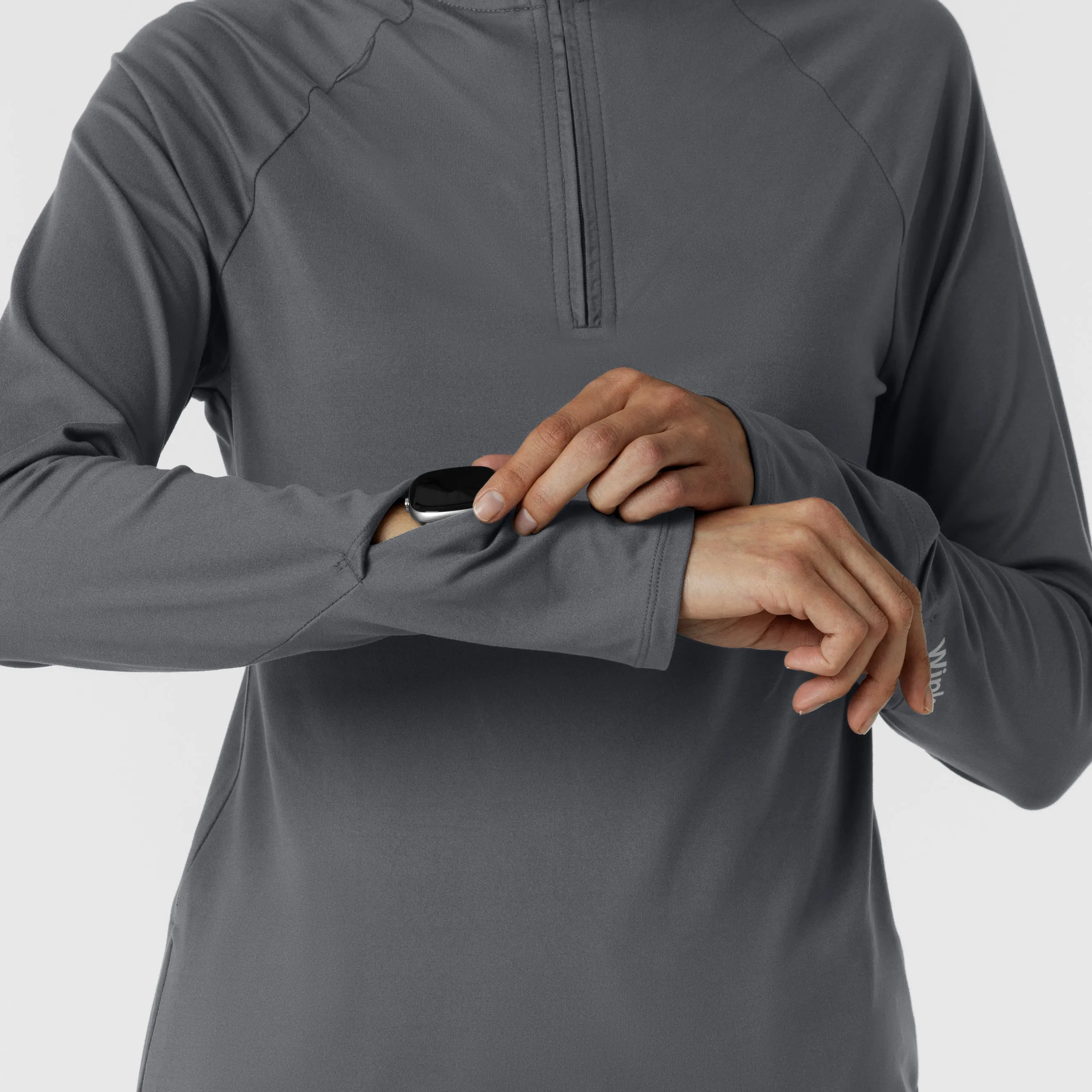 Layers 2239 Watch Window Quarter Zip Scrub Top Pewter