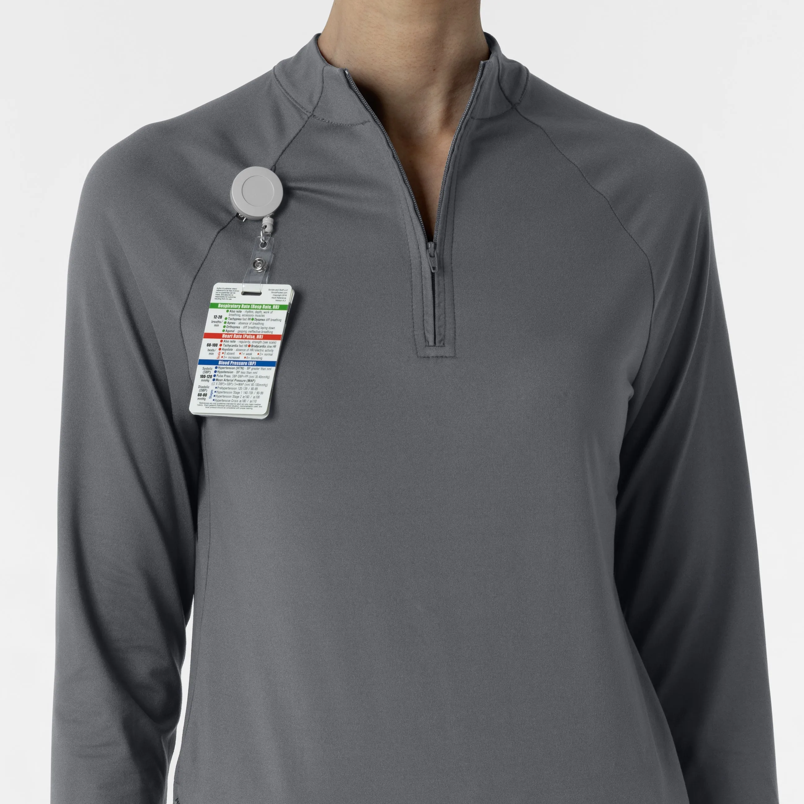 Layers 2239 Watch Window Quarter Zip Scrub Top Pewter