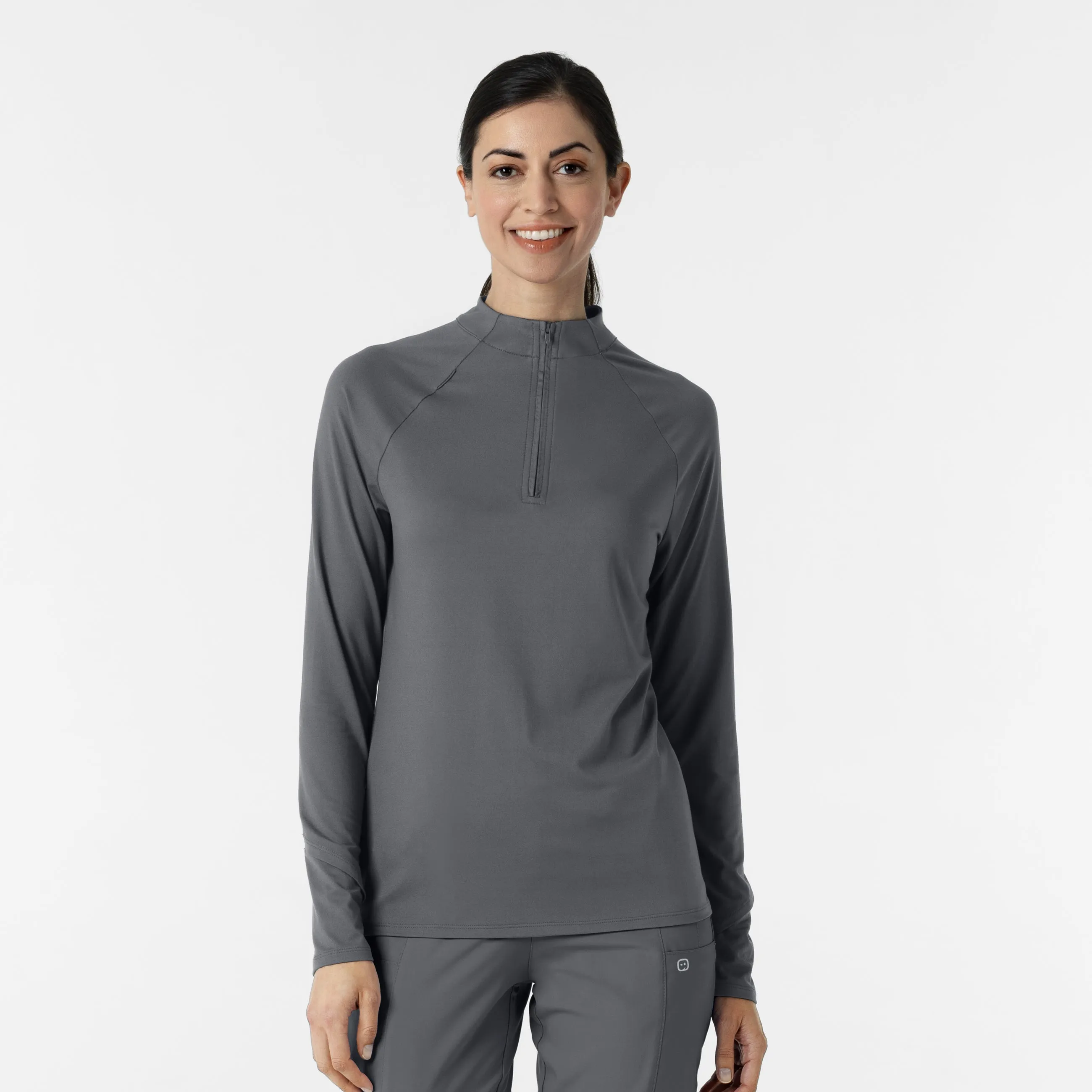 Layers 2239 Watch Window Quarter Zip Scrub Top Pewter