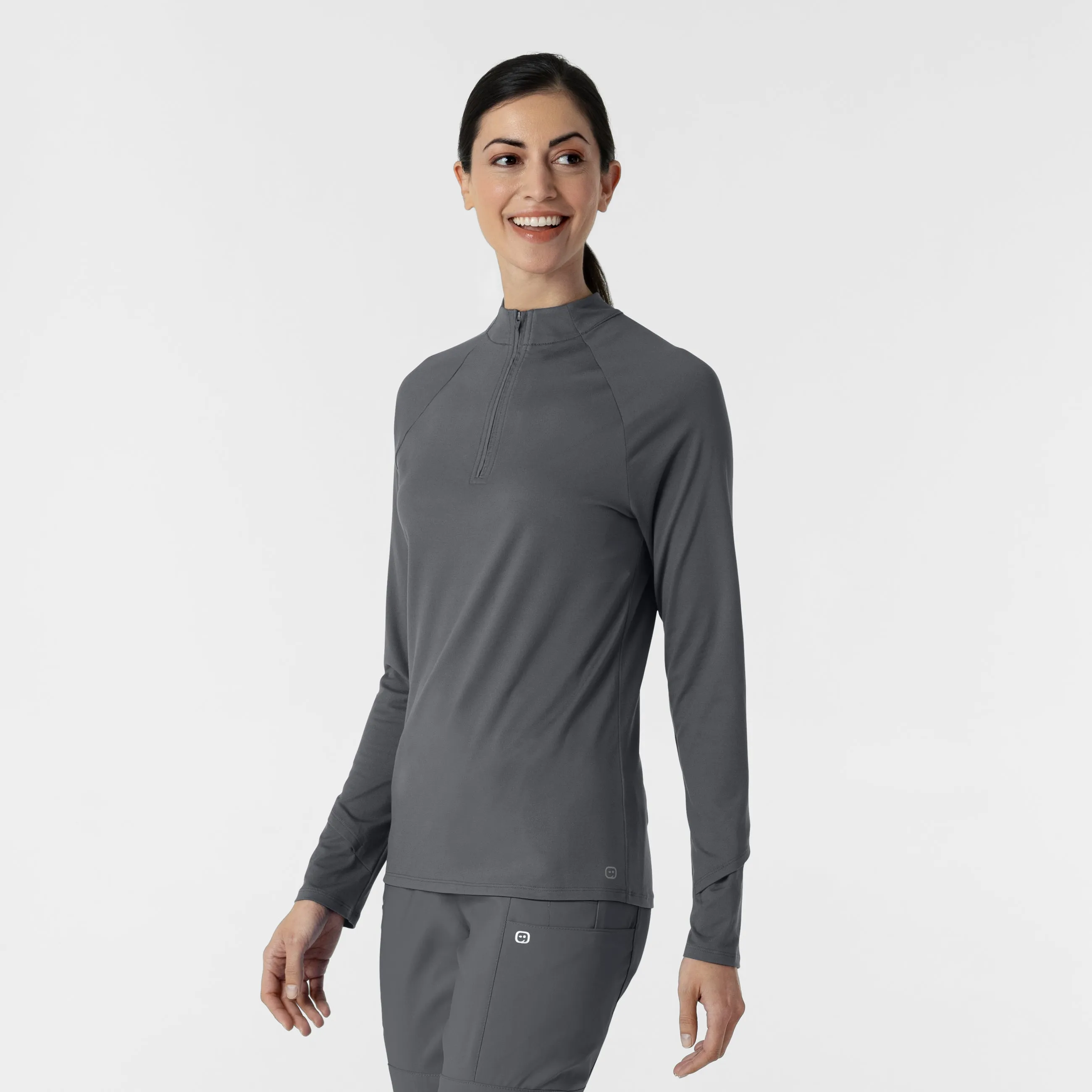 Layers 2239 Watch Window Quarter Zip Scrub Top Pewter