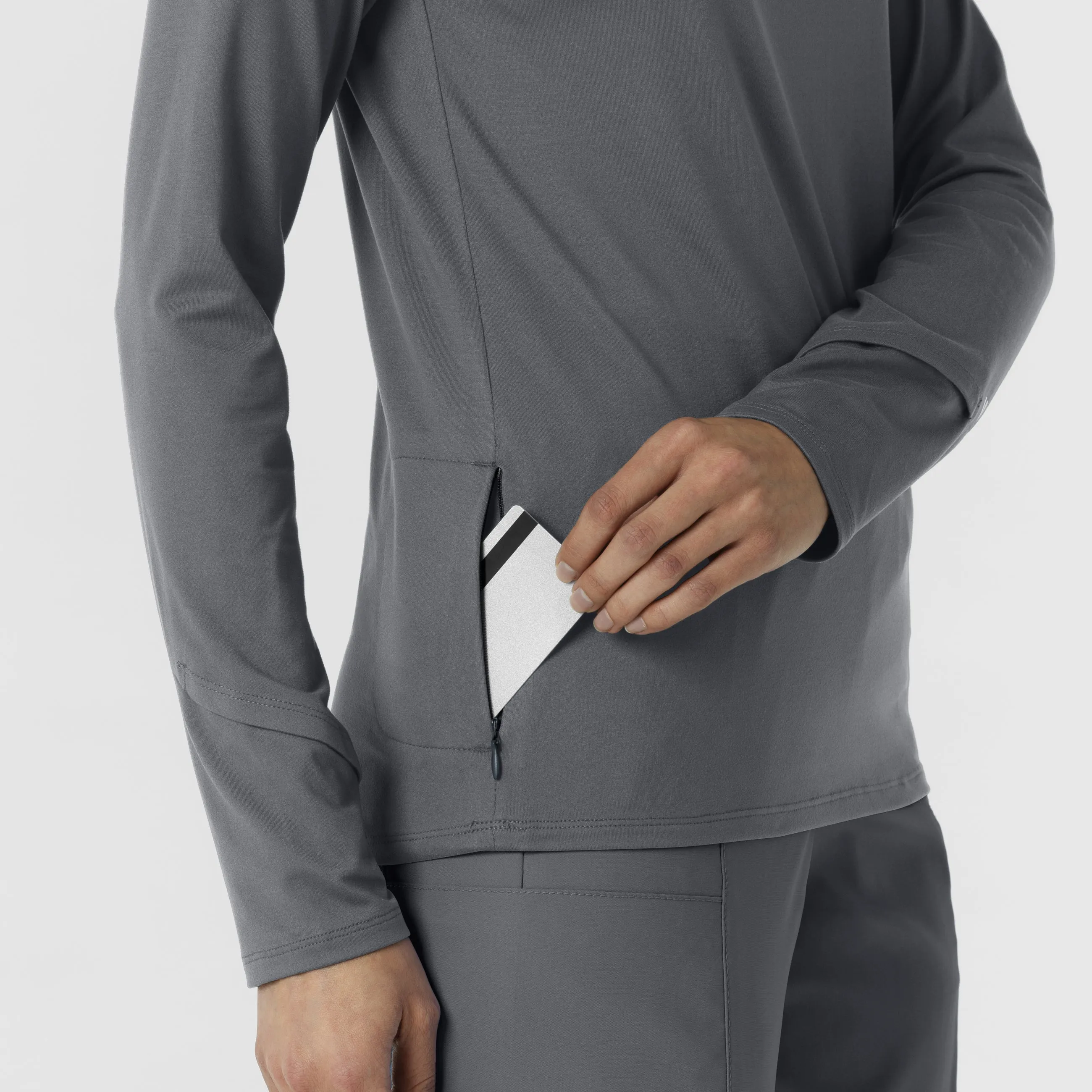 Layers 2239 Watch Window Quarter Zip Scrub Top Pewter