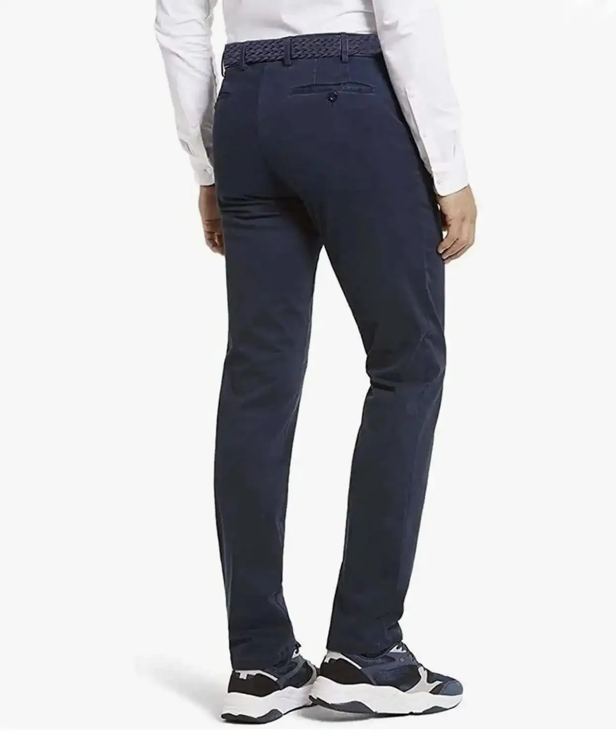 LCDN By Nalo Men's Stretch Fit Chino Trousers With Belt Yansi/Bruno Navy