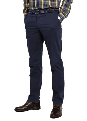 LCDN By Nalo Men's Stretch Fit Chino Trousers With Belt Yansi/Bruno Navy