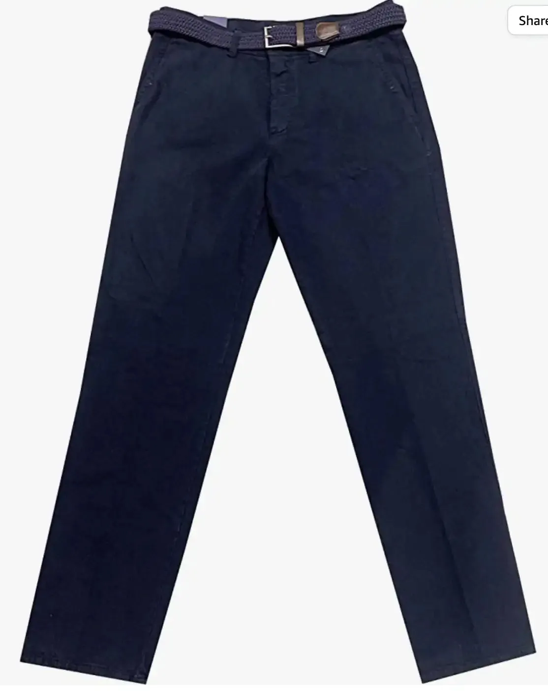 LCDN By Nalo Men's Stretch Fit Chino Trousers With Belt Yansi/Bruno Navy