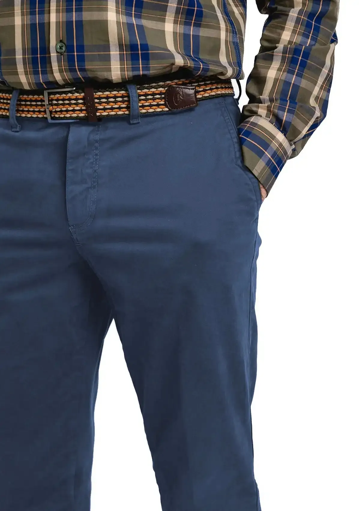 LCDN By Nalo Yansi Stretch Mens Chino Trousers Mid Blue