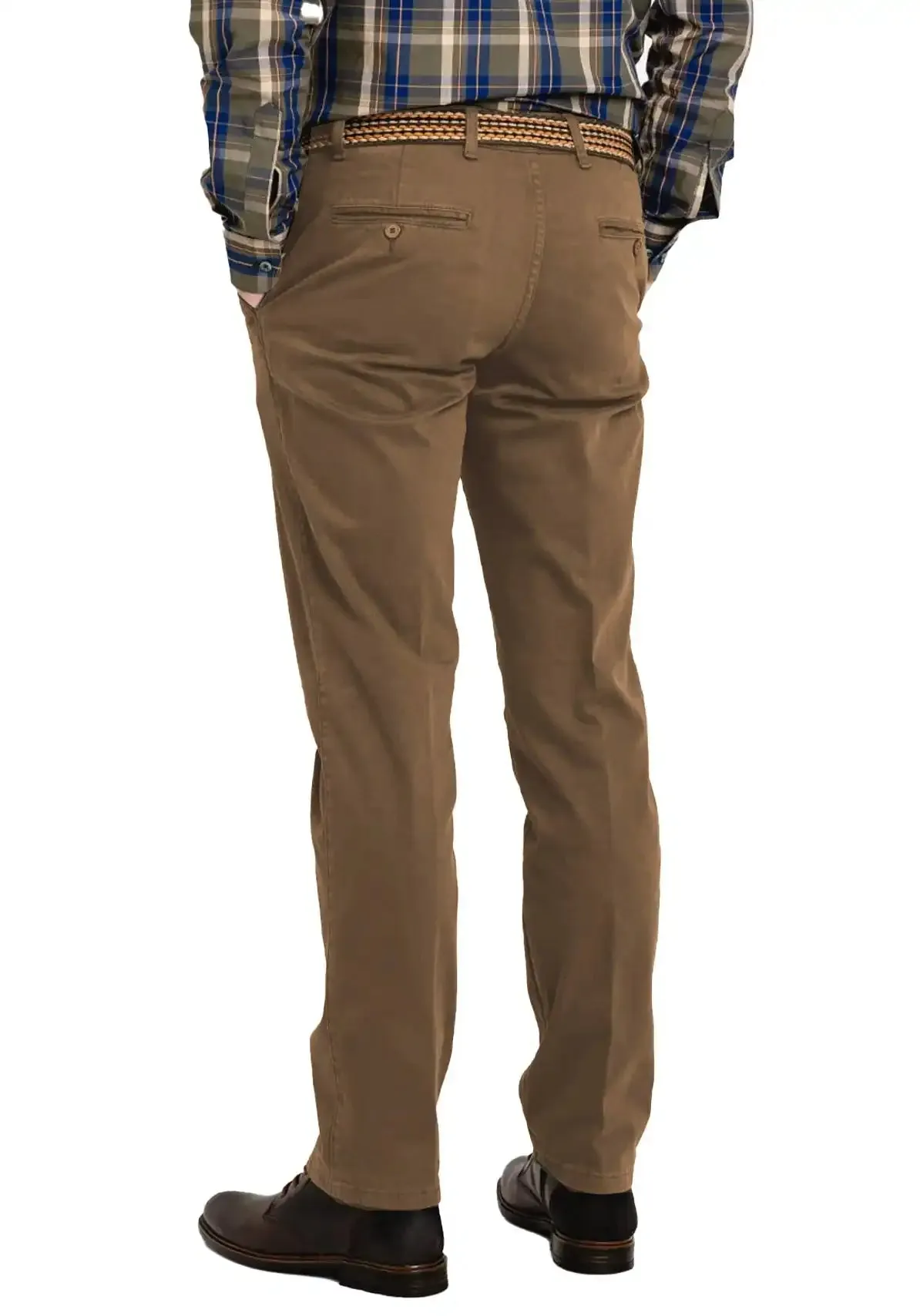 LCDN Men's Stretch Fit Chino Trousers With Belt Yansi Tan
