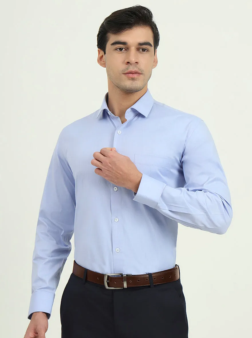 Light Blue Solid Regular Fit Formal Shirt | Greenfire