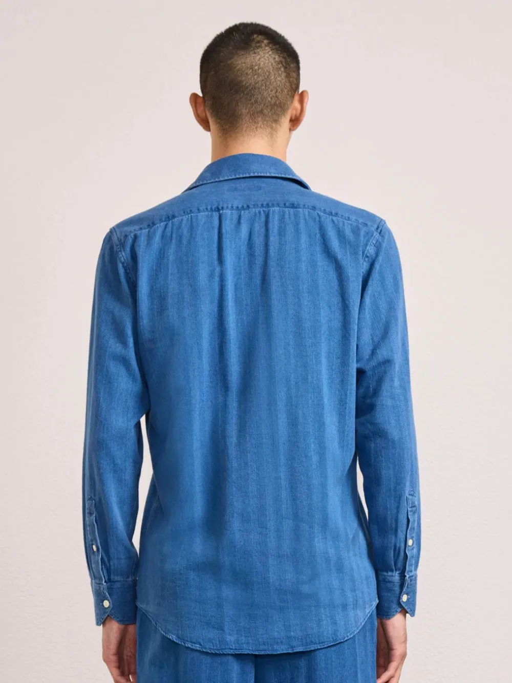 Light Denim Emilio Herringbone Shirt