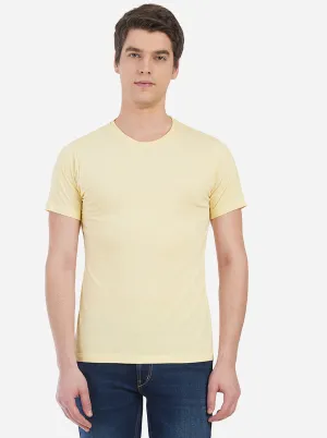 Light Yellow Solid Slim Fit T-Shirt | Greenfibre