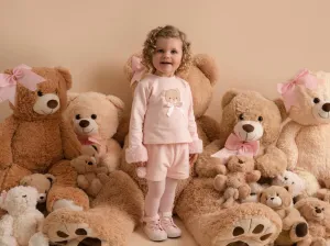 Little A GIGI Baby Pink Faux Fur Detail Short Set LA24313