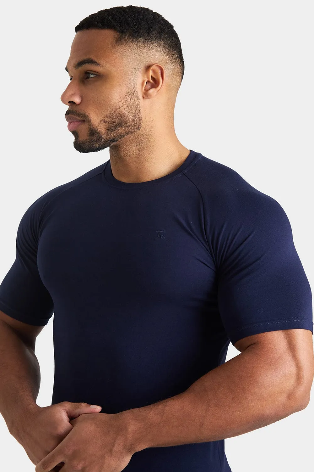 Longer Sleeve Muscle Fit T-Shirt in True Navy