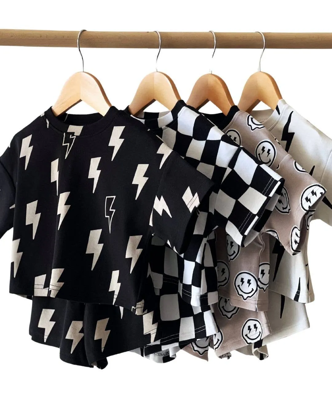 Lucky Panda Kids - Shorts Set | Black Bolts: 3T