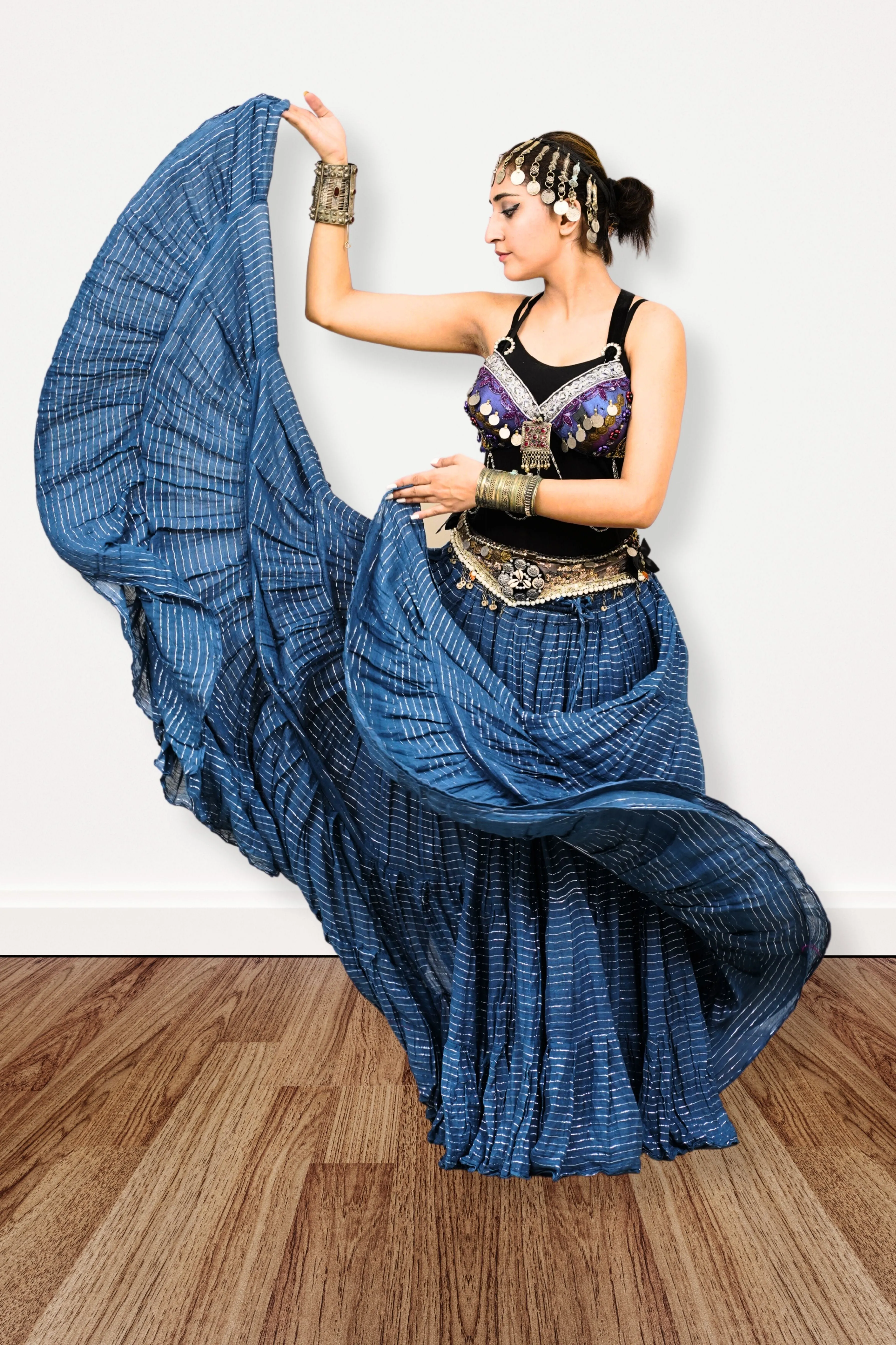 Lurex solid Skirt blue