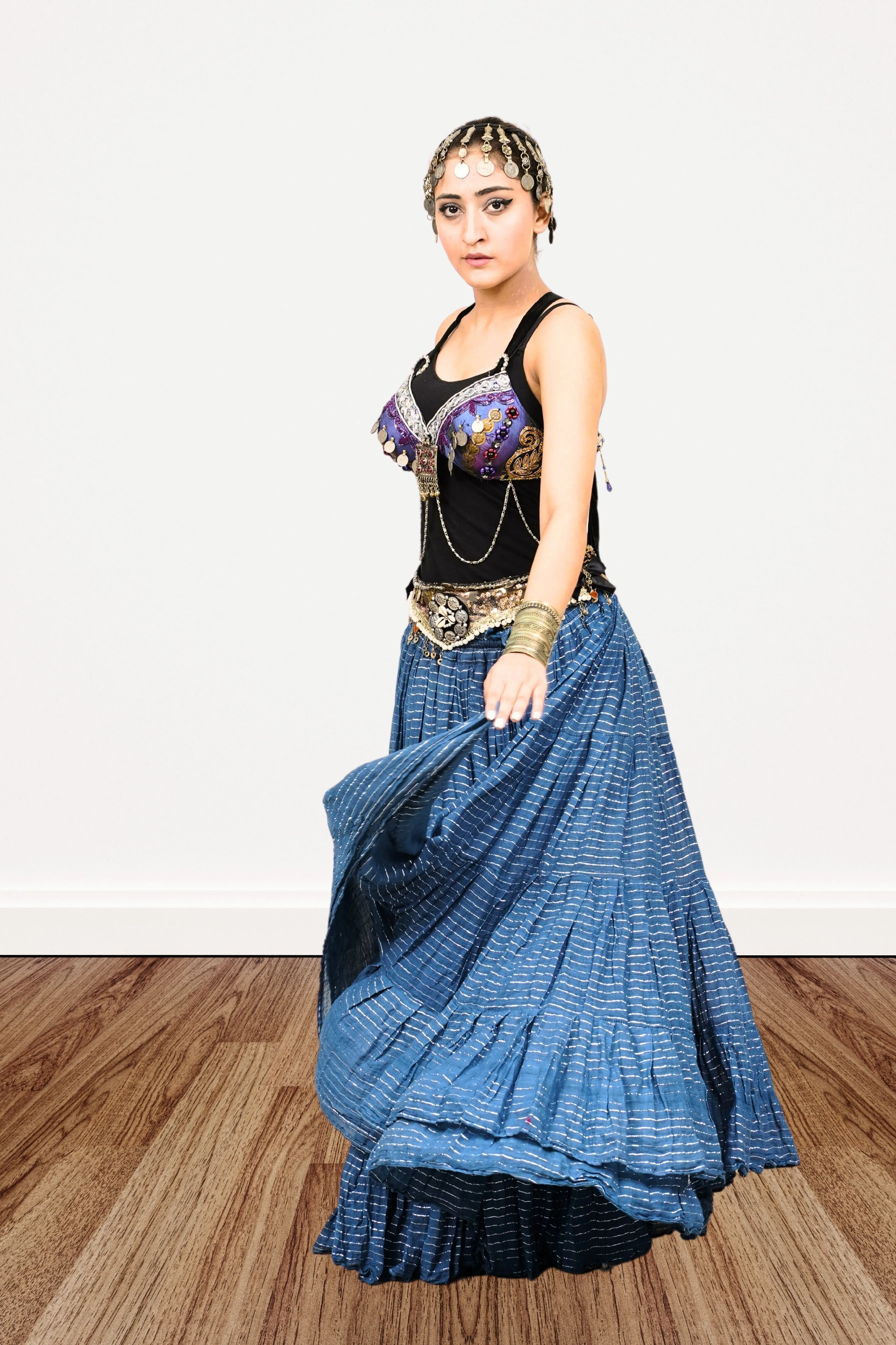 Lurex solid Skirt blue