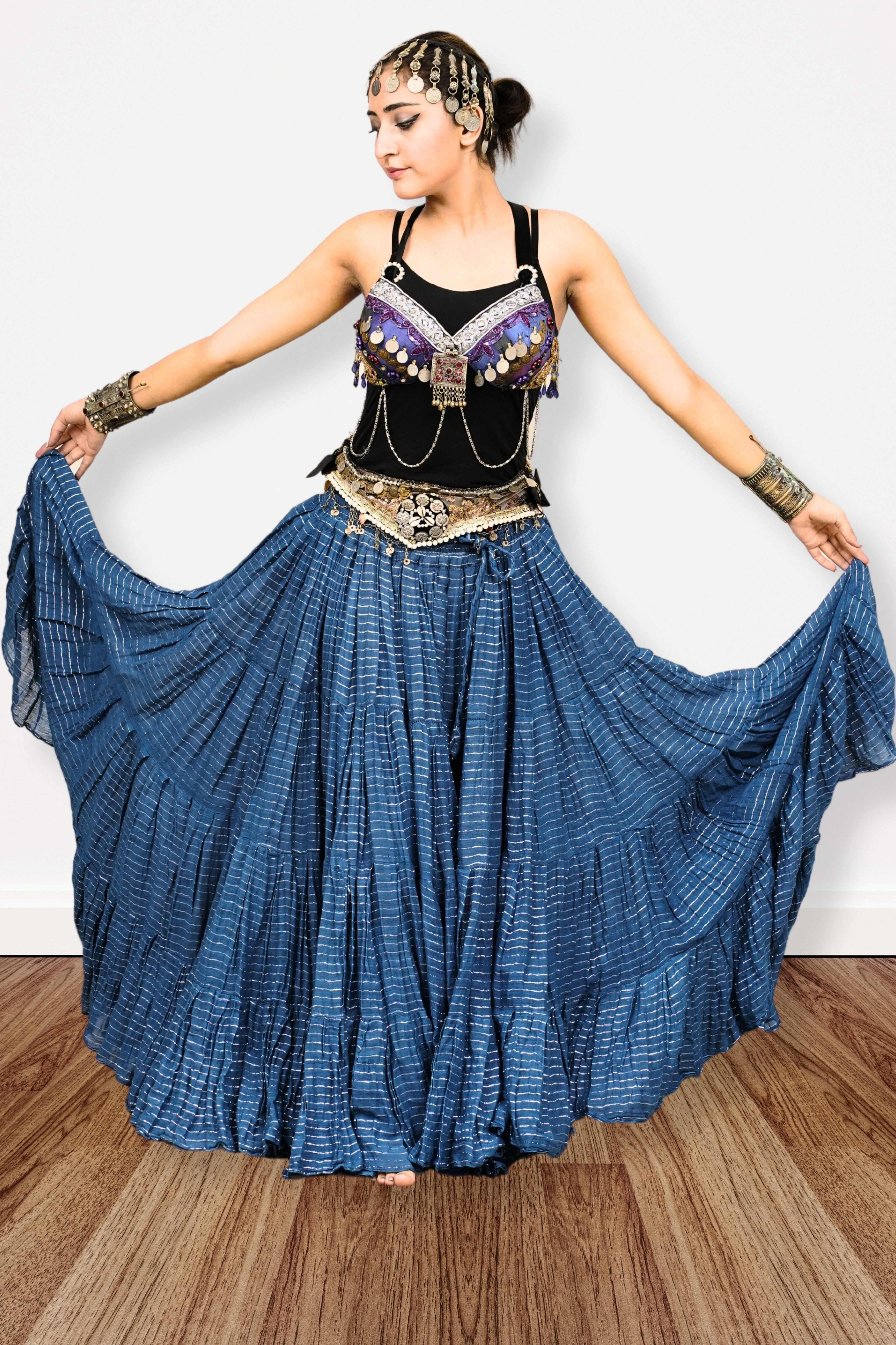 Lurex solid Skirt blue
