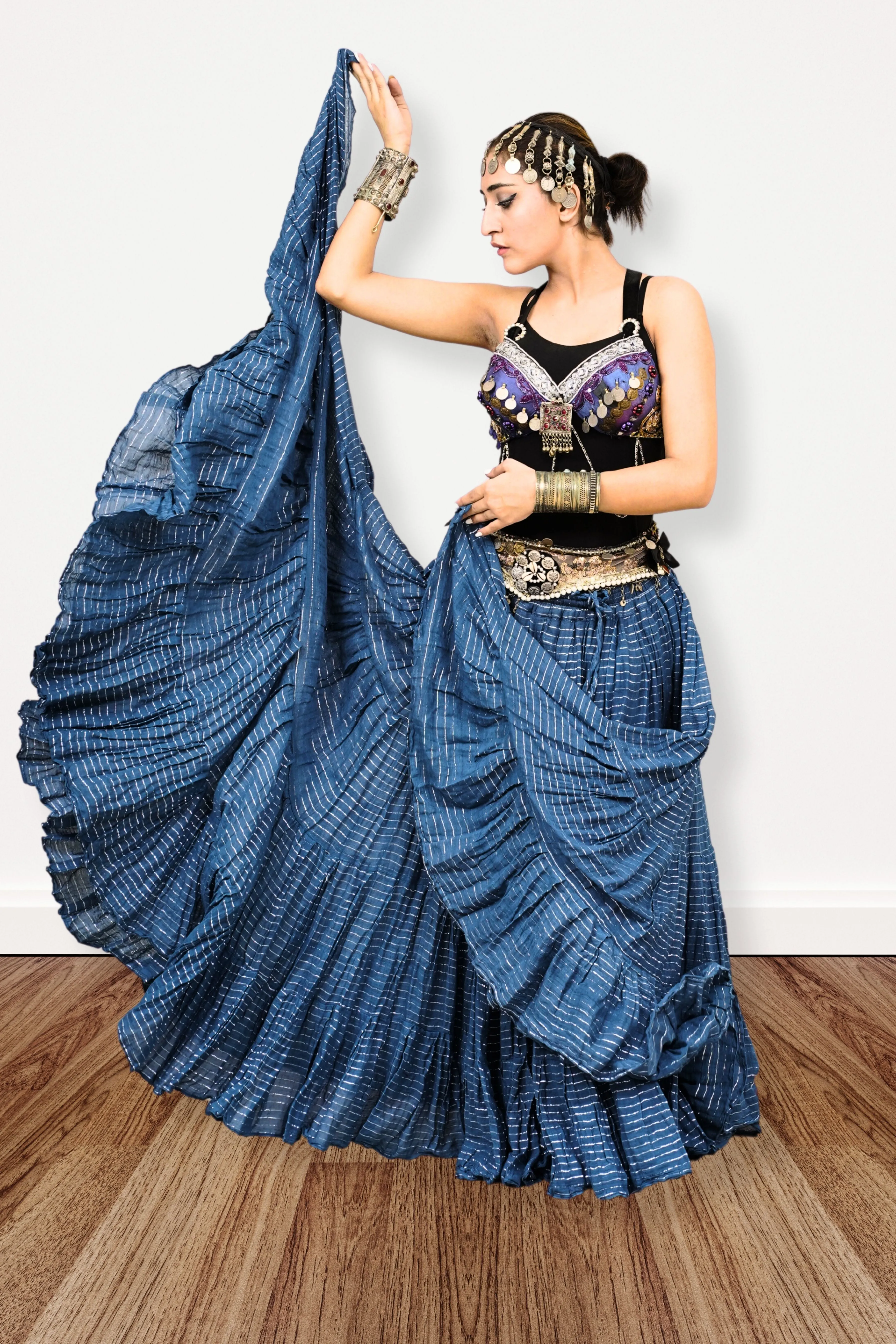 Lurex solid Skirt blue