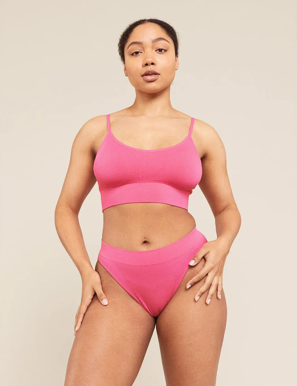 LYOLYTE Ribbed Low Back Bra - McGrath Pink