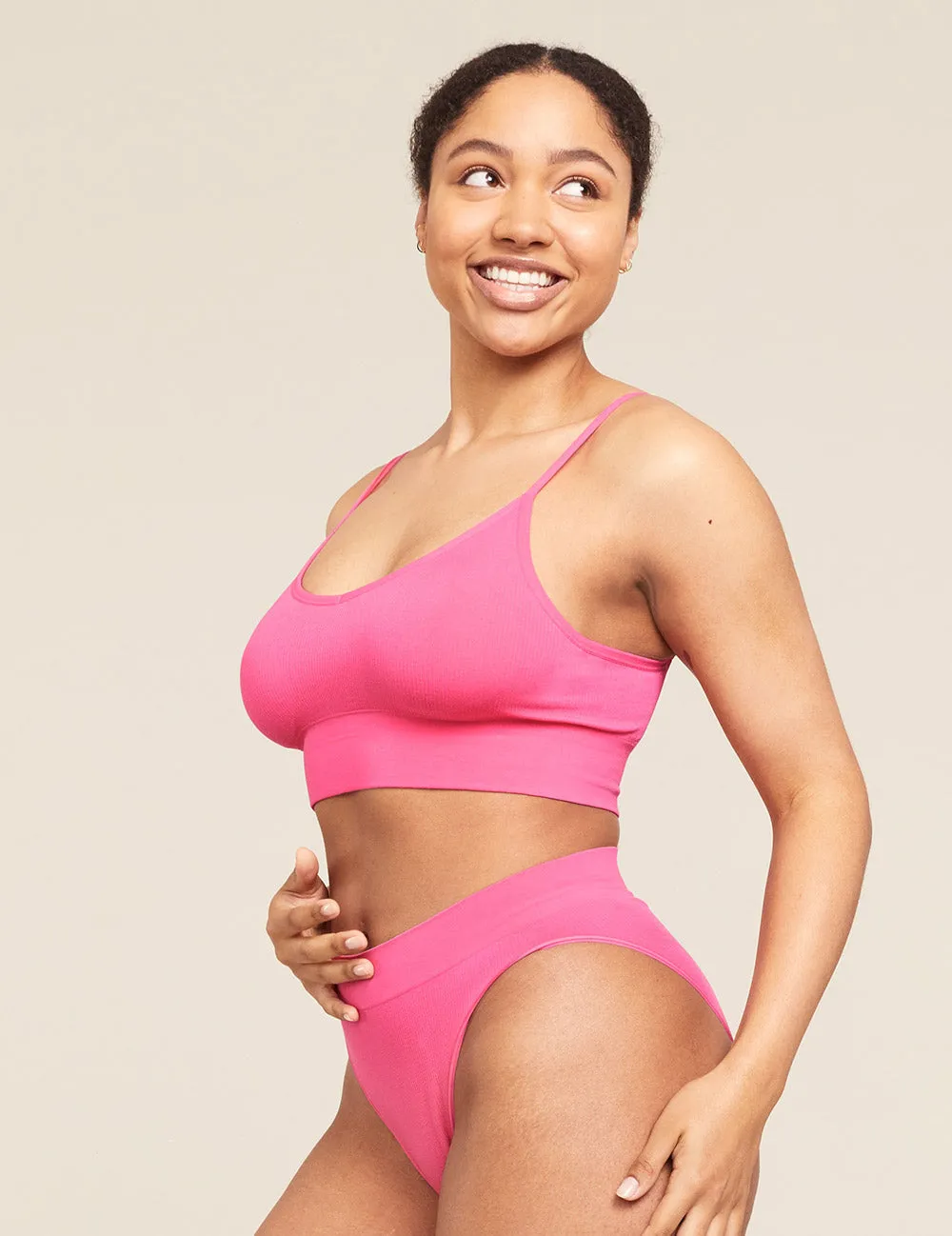 LYOLYTE Ribbed Low Back Bra - McGrath Pink