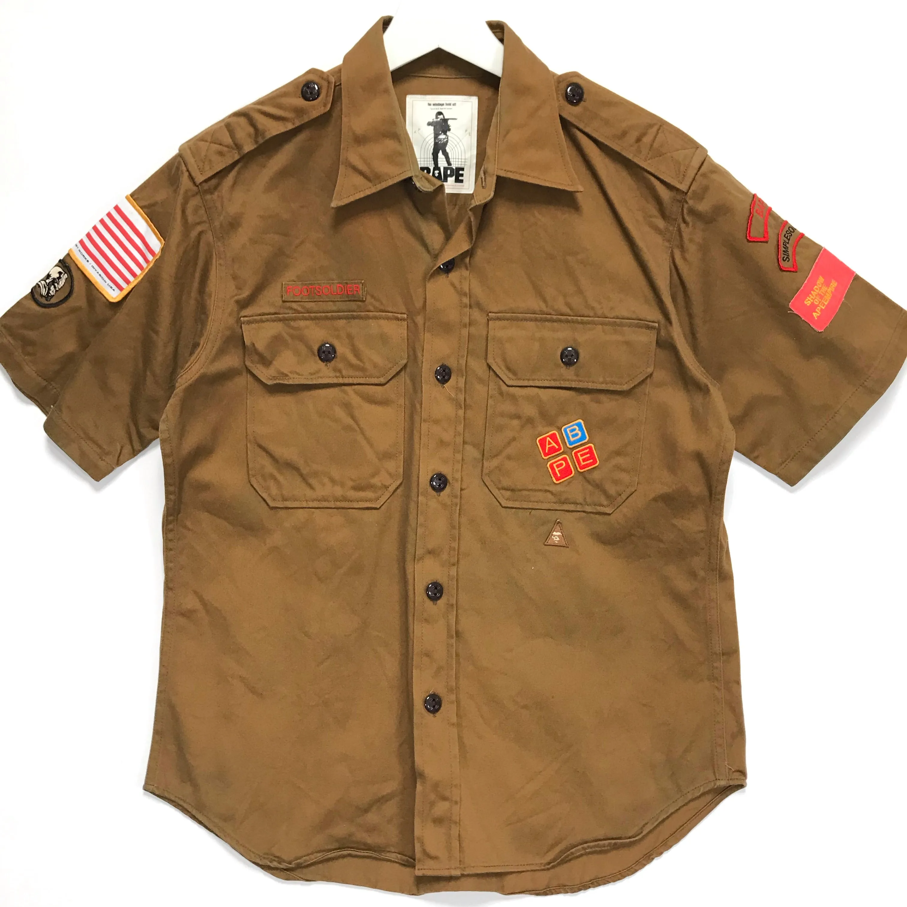 [M] A Bathing Ape Bape Vintage Scout S/S Shirt Brown