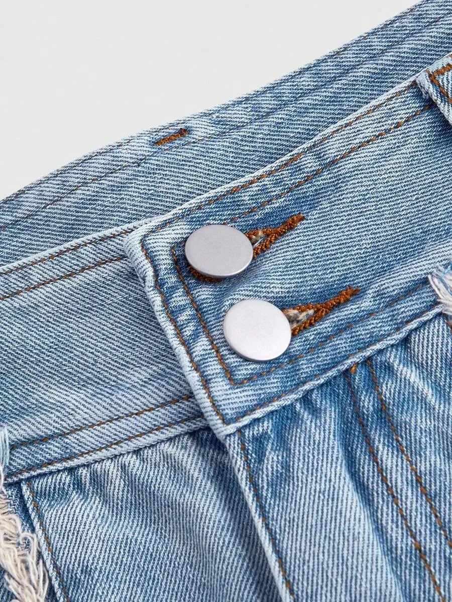 Maddalena Denim Shorts Women Pleated Skirt Style in Blue