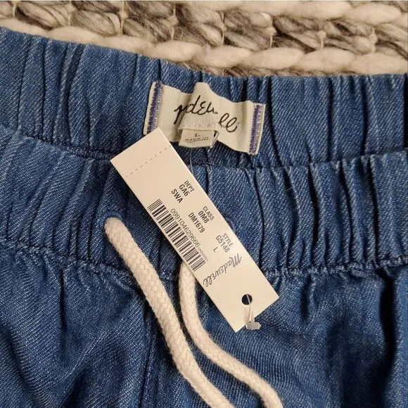 Madewell Chambray Pull-On Shorts Size L